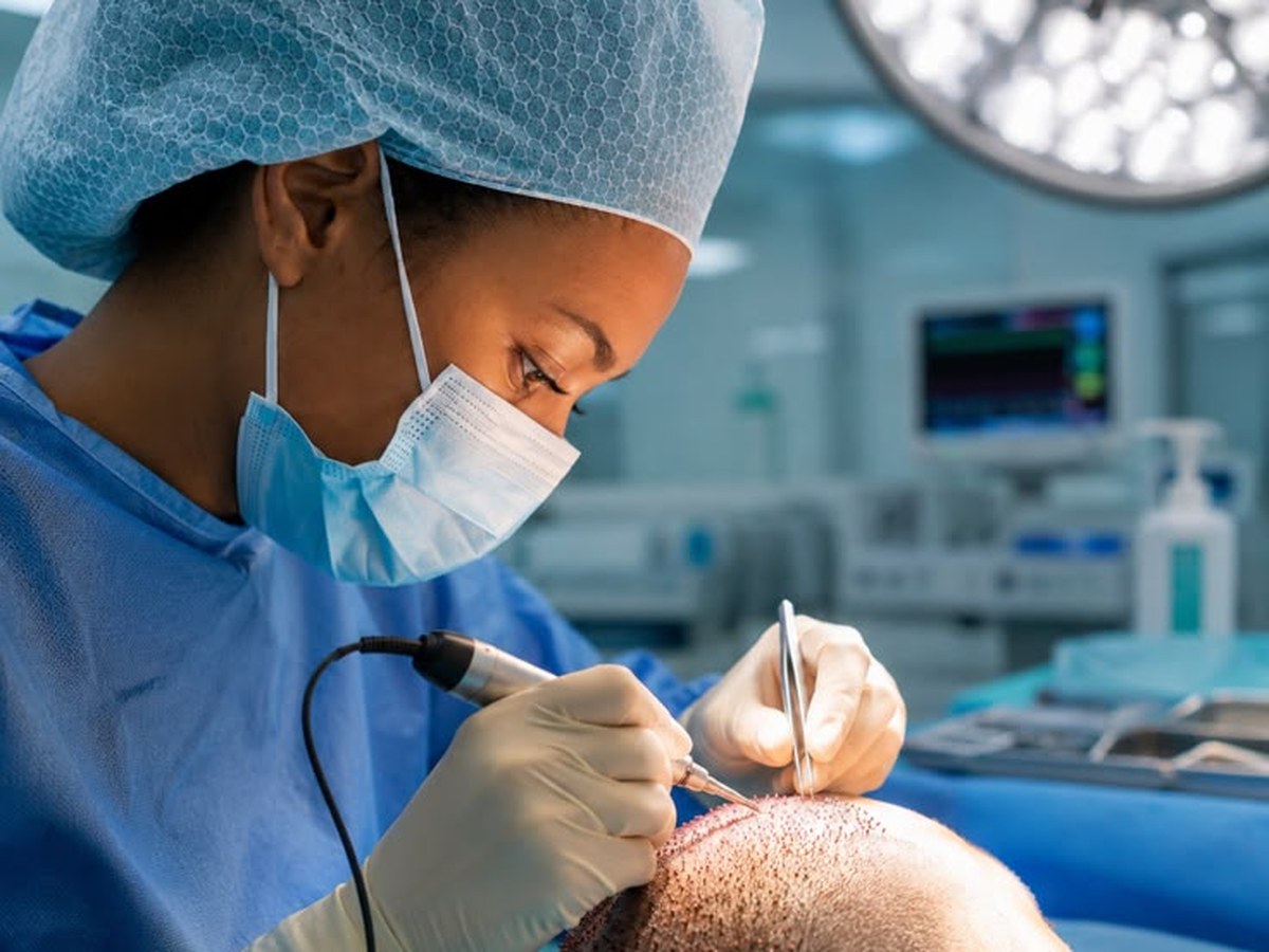 La Dr Cingala au bloc opératoire, implantant les greffons