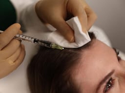 Injection du cuir chevelu à l’aiguille fine