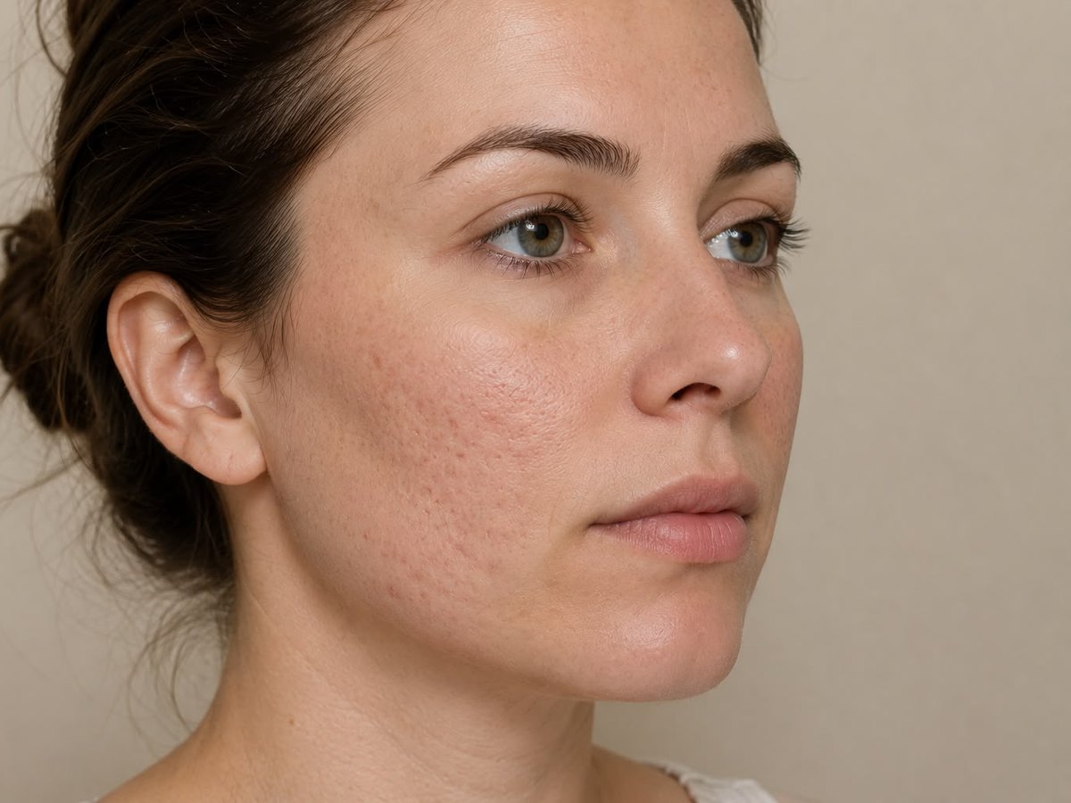 Visage de trois quarts, joue en lumière rasante